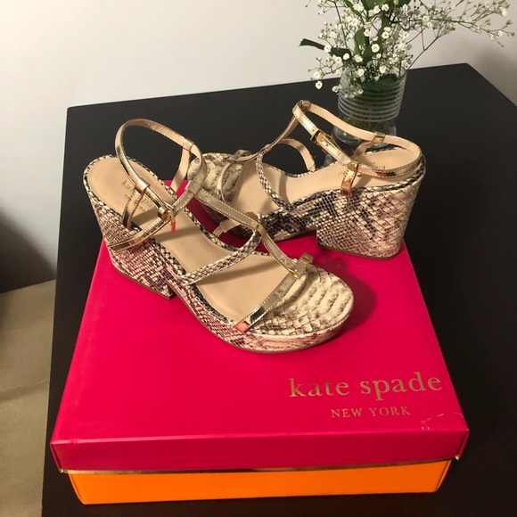 Kate Spade snakeskin wedge sandals - Picture 2 of 6